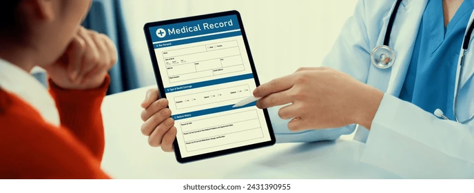 laptop-display-medical-report-diagnostic-260nw-2431390955